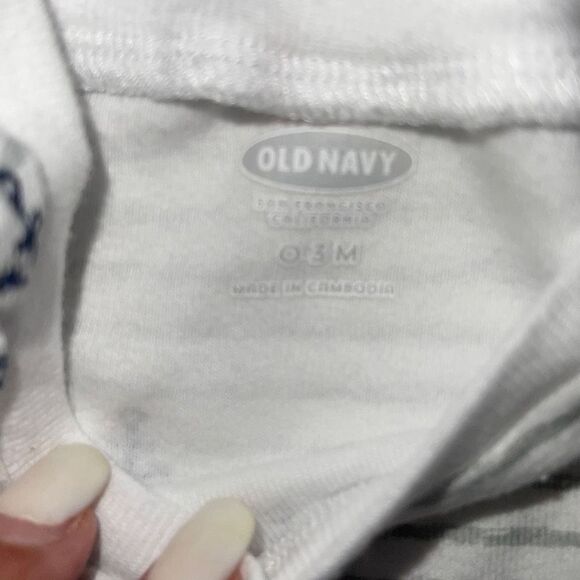 Baby Gap Blue Gingham Romper Polo & Old Navy White Printed Bodysuit Set Sz 3 Mos - Picture 5 of 5